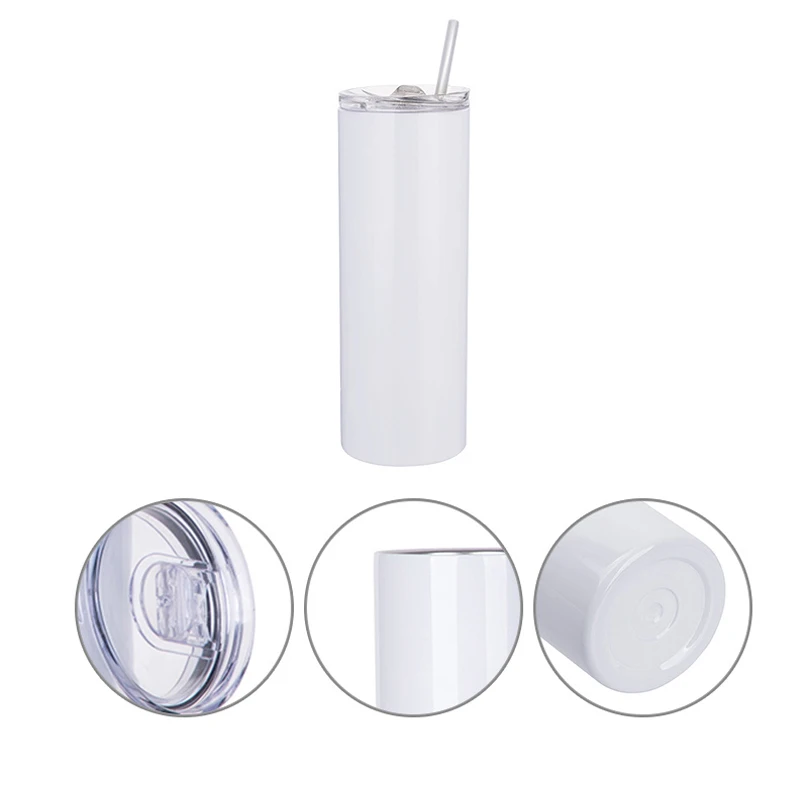 20oz Sublimation Straight Tumbler Stainless Steel Skinny Tumbler with Straw Lid Portable Bottle For Wedding Gift Cup