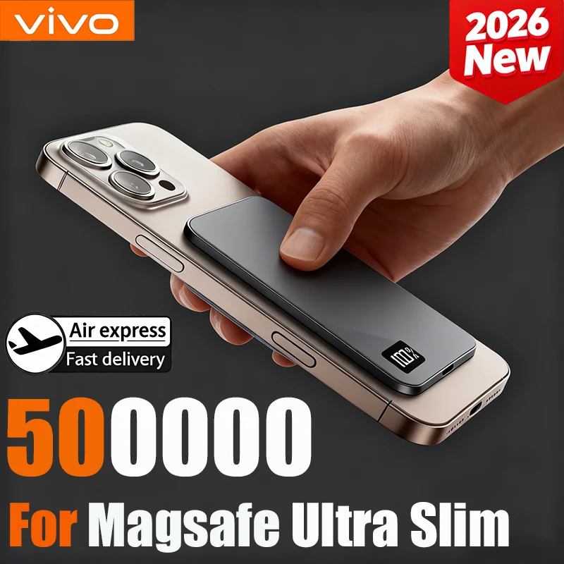 VIVO 2026 Ultra-mince 500000mAh batterie externe Mobile MagSafe magnétique sans fil charge rapide affichage électronique Portable