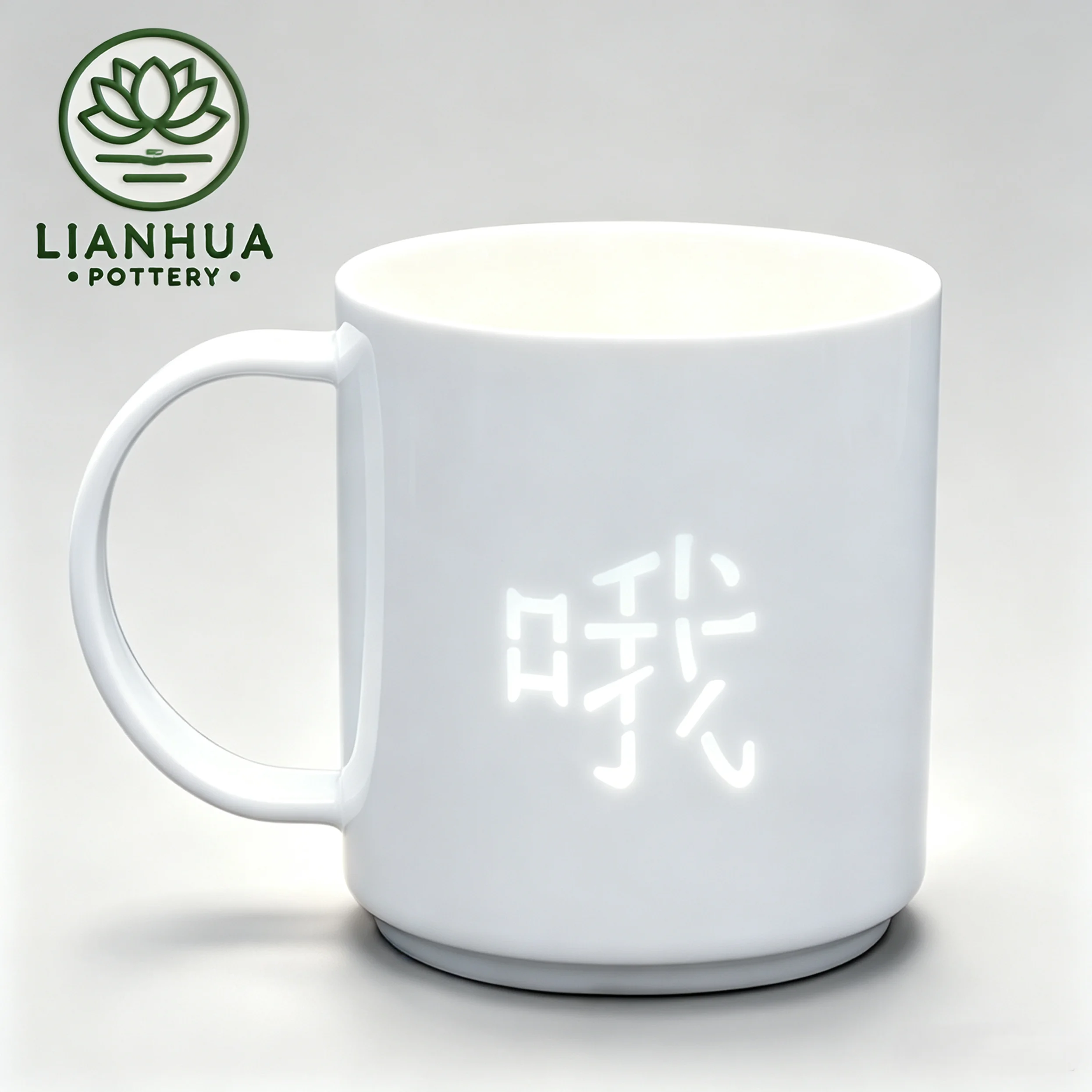 LIANHUA POTTERY Linglong Handcrafted Porcelain Mug 300ml Moonlight Chinese Phrases for Coffee Tea Milk Luxury Anniversary Gift