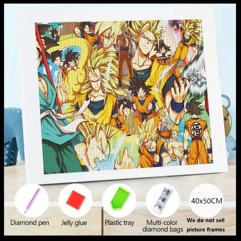 

1PC Dragon Ball Z Goku Super Saiyan Collage 5D Diamond Painting Kit, DIY Full Drill Anime Manga Character Crystal Gem Art Set, 4