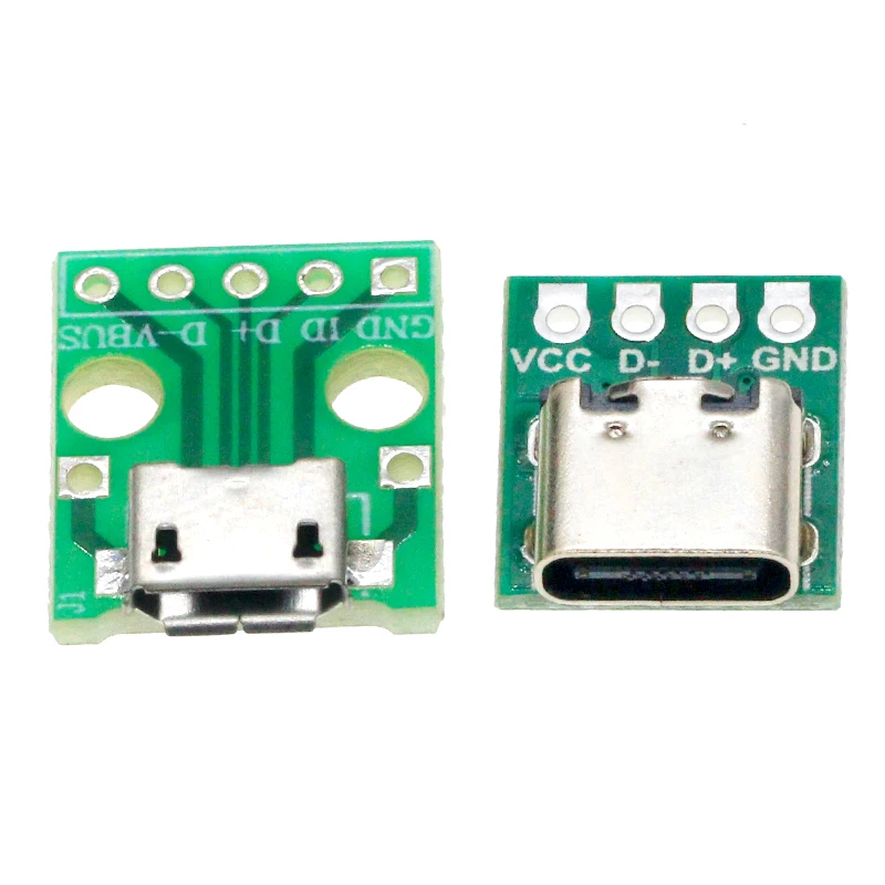 10pcs Micro USB To DIP Adapter 5pin Female Connector Module Board Panel Female 5-Pin Pinboard B Type PCB 2.54 MM