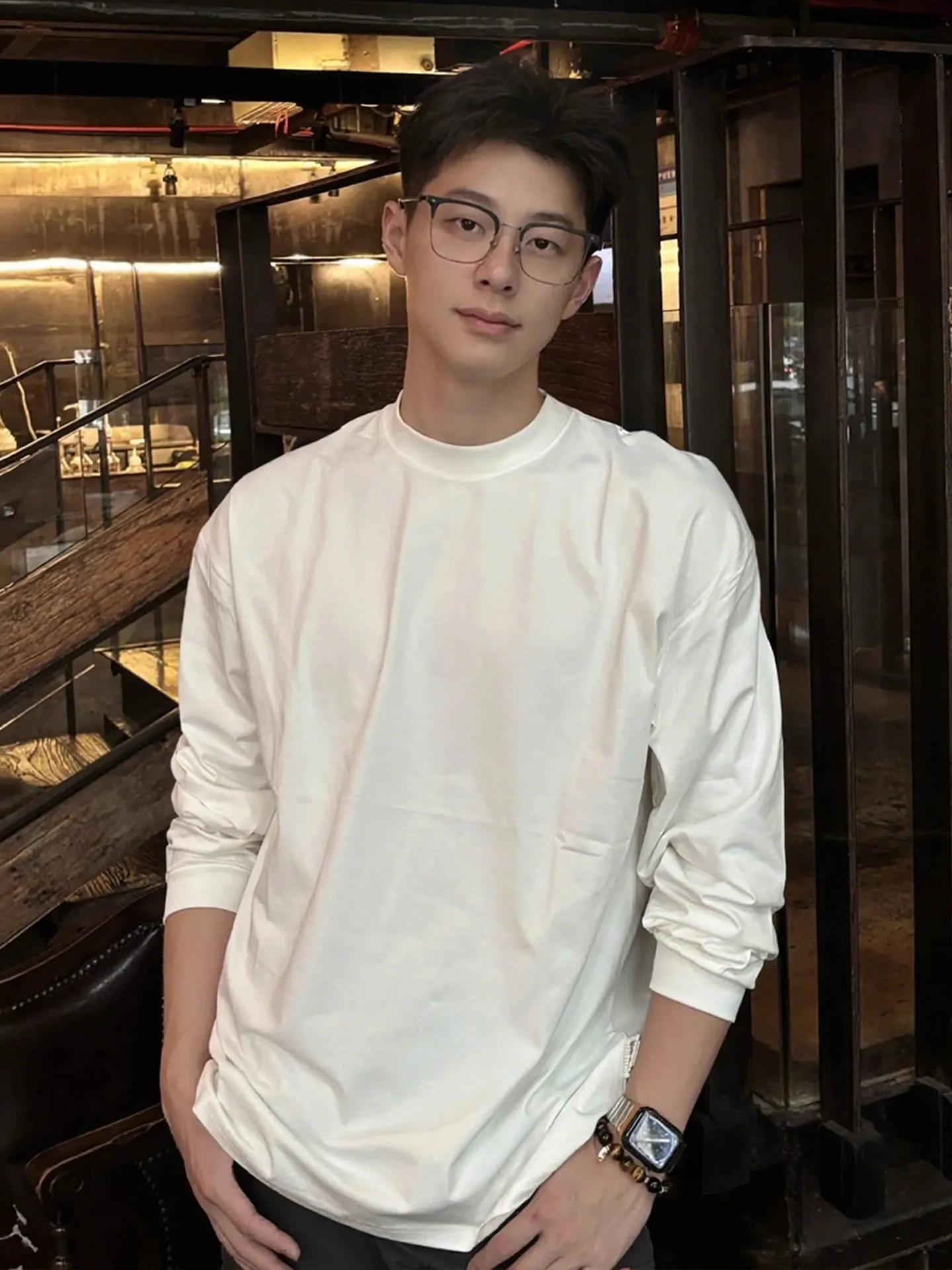 

Мужская белая футболка Long Sve oulder High Faion, повседневная внутренняя одежда, толстовка с капюшоном, многослойная хлопковая антибактериальная