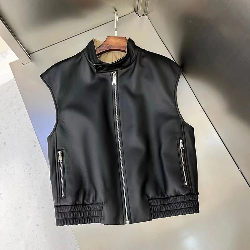 Gilet da donna in vera pelle Gilet reversibile in pelle da donna capispalla in pelle di pecora