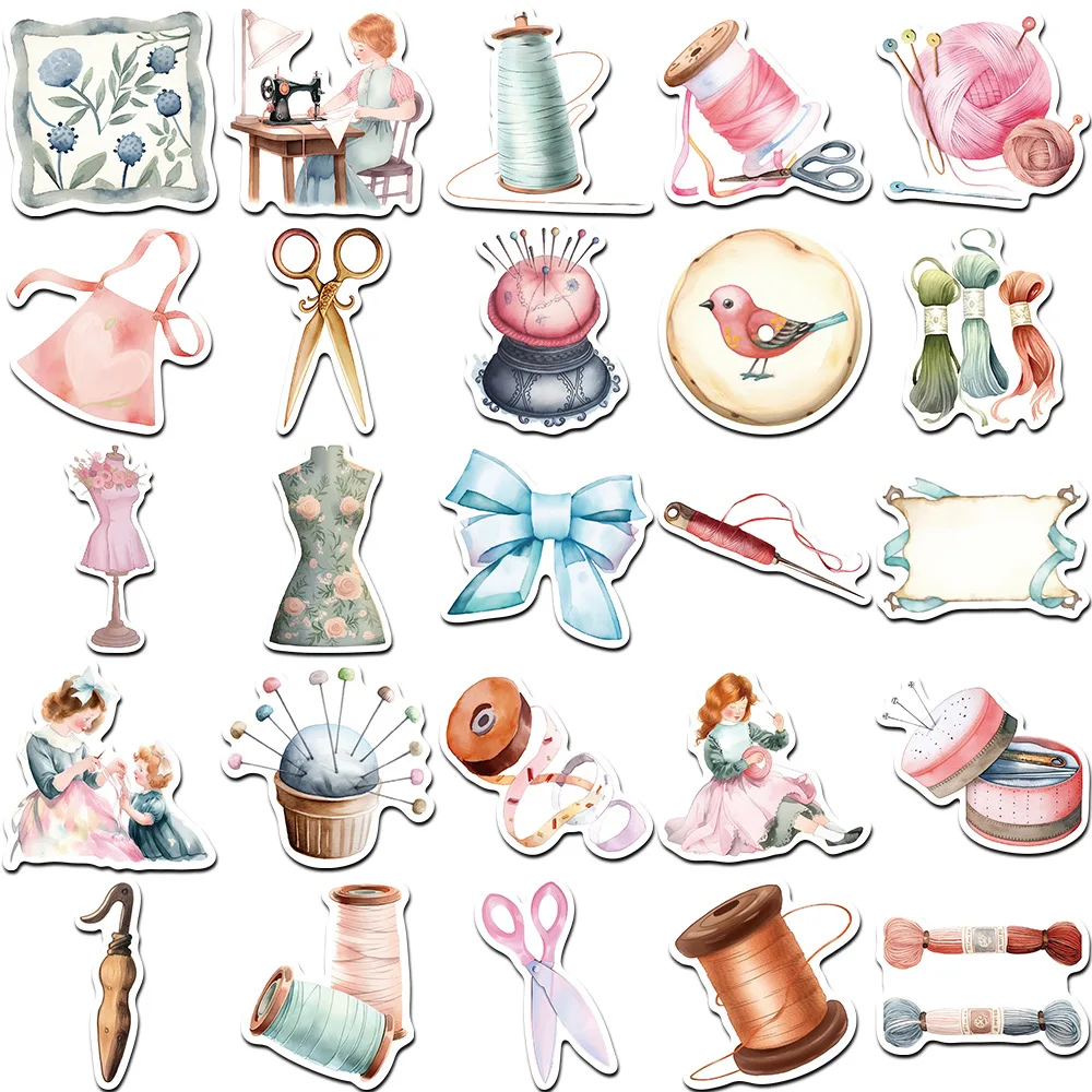 10/30/50Pcs Art Retro Sewing Machine Series AI stickers Decal Laptop Motorcycle Luggage Snowboard Fridge stickers