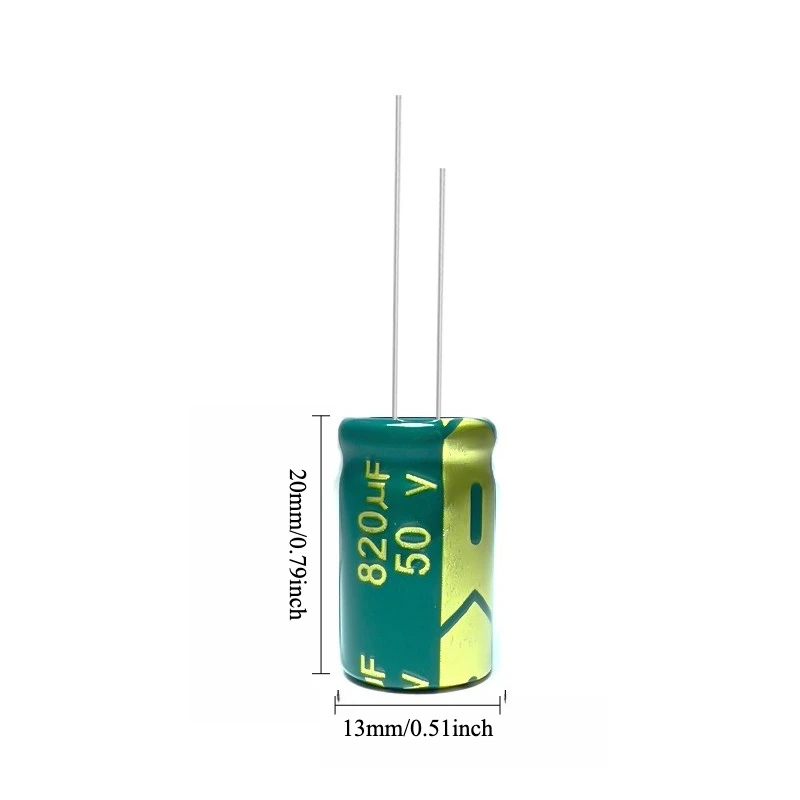 

25pcs 50V 820uF Electrolytic Capacitor High Frequency Low ESR Long Life 13x20mm for Power Supply