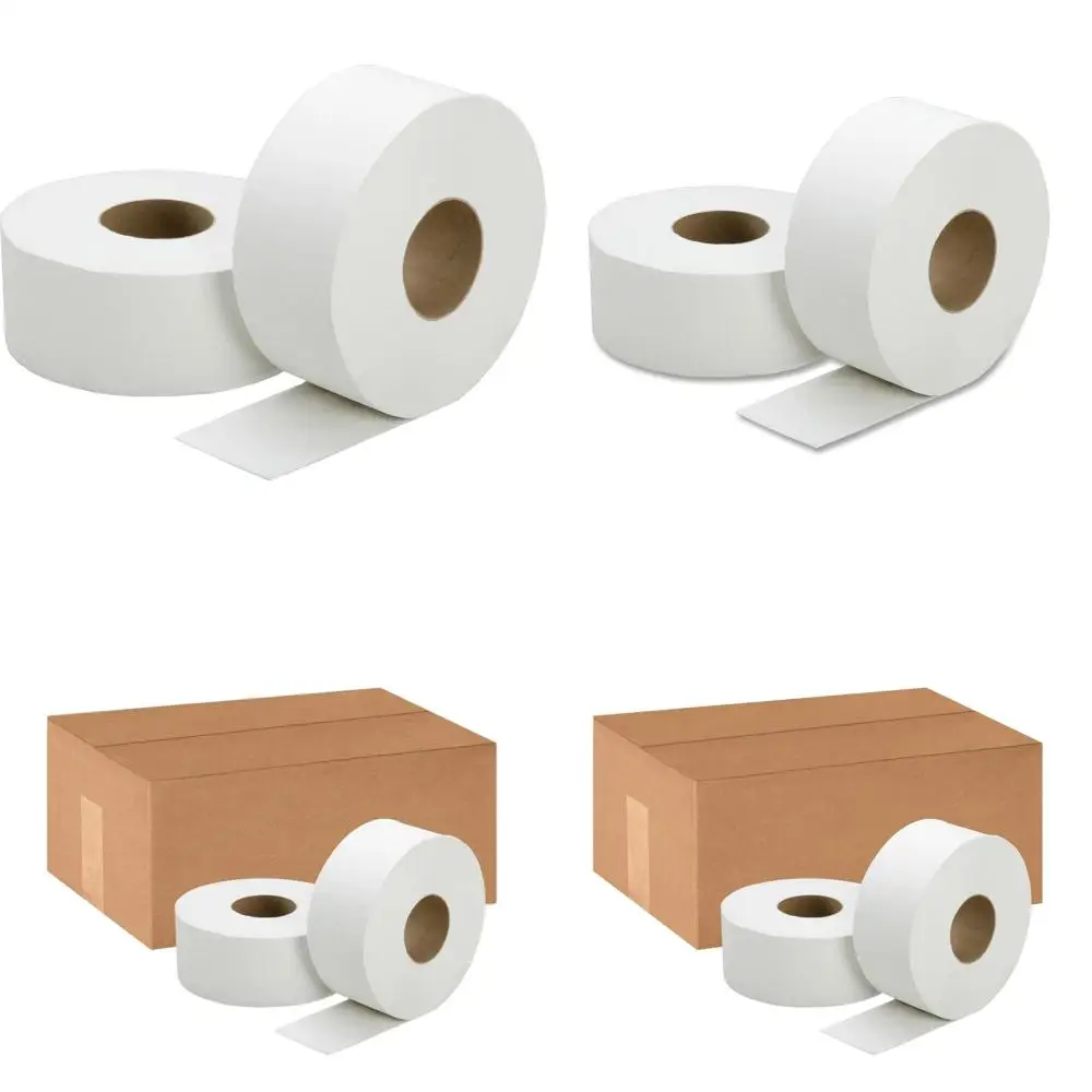 Papel higiénico reciclado de 2 capas en rollo jumbo, 1000 pies x 3-89/128 de ancho, paquete de 12