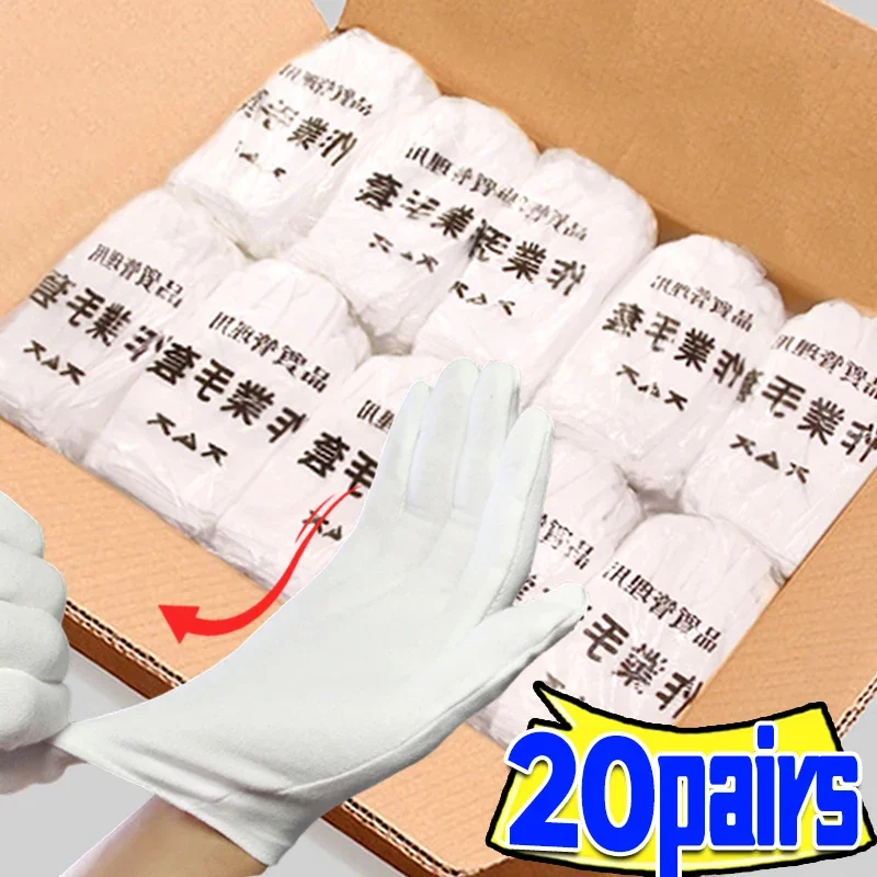 White Cotton Work Gloves Bulk for Dry Handling Film SPA Gloves Ceremonial High Stretch Gloves Household Cleaning Working Tools