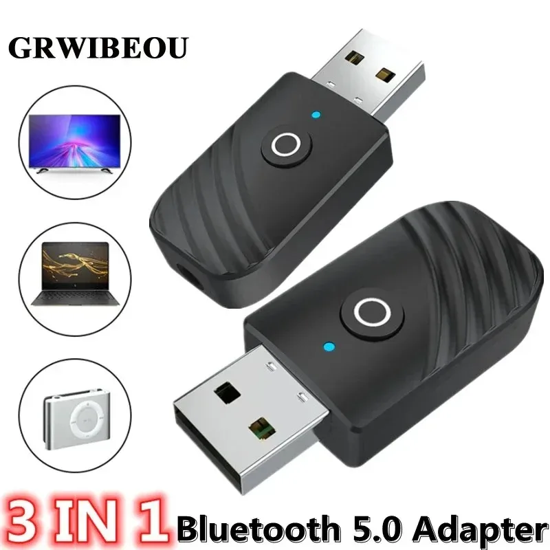 

3 in 1 Wireless USB Bluetooth 5.0 Adapter Audio Receiver Transmitter 3.5mm AUX adaptador For TV PC Computer Car Accessories