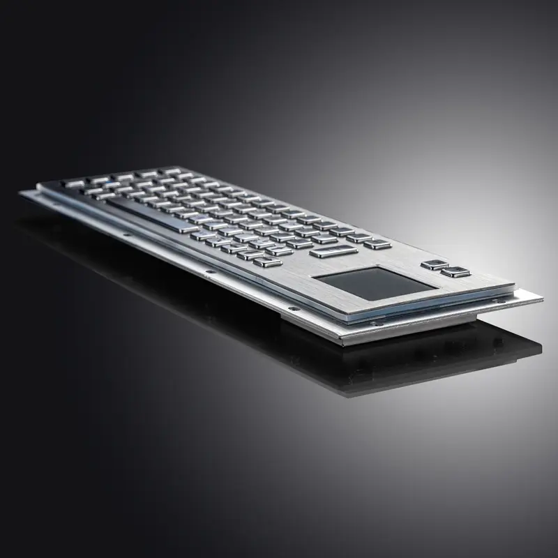 Panel Mount Waterproof IP65 Rugged Kiosk Wired USB PS2 Stainless Steel Metal Industrial Keyboard With Touchpad - Image 5