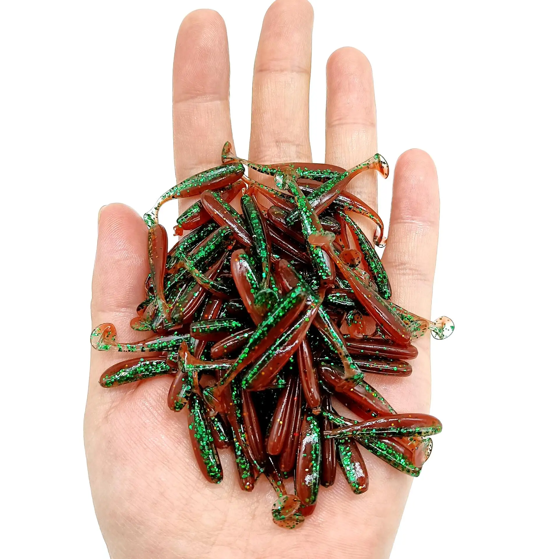 DUODUOYU 10PCS Micro Weiche Angelköder 0,35g/35mm T-schwanz Wurm Köder Kleine Künstliche Köder Jig Wobbler Bass Hecht Angelgerät