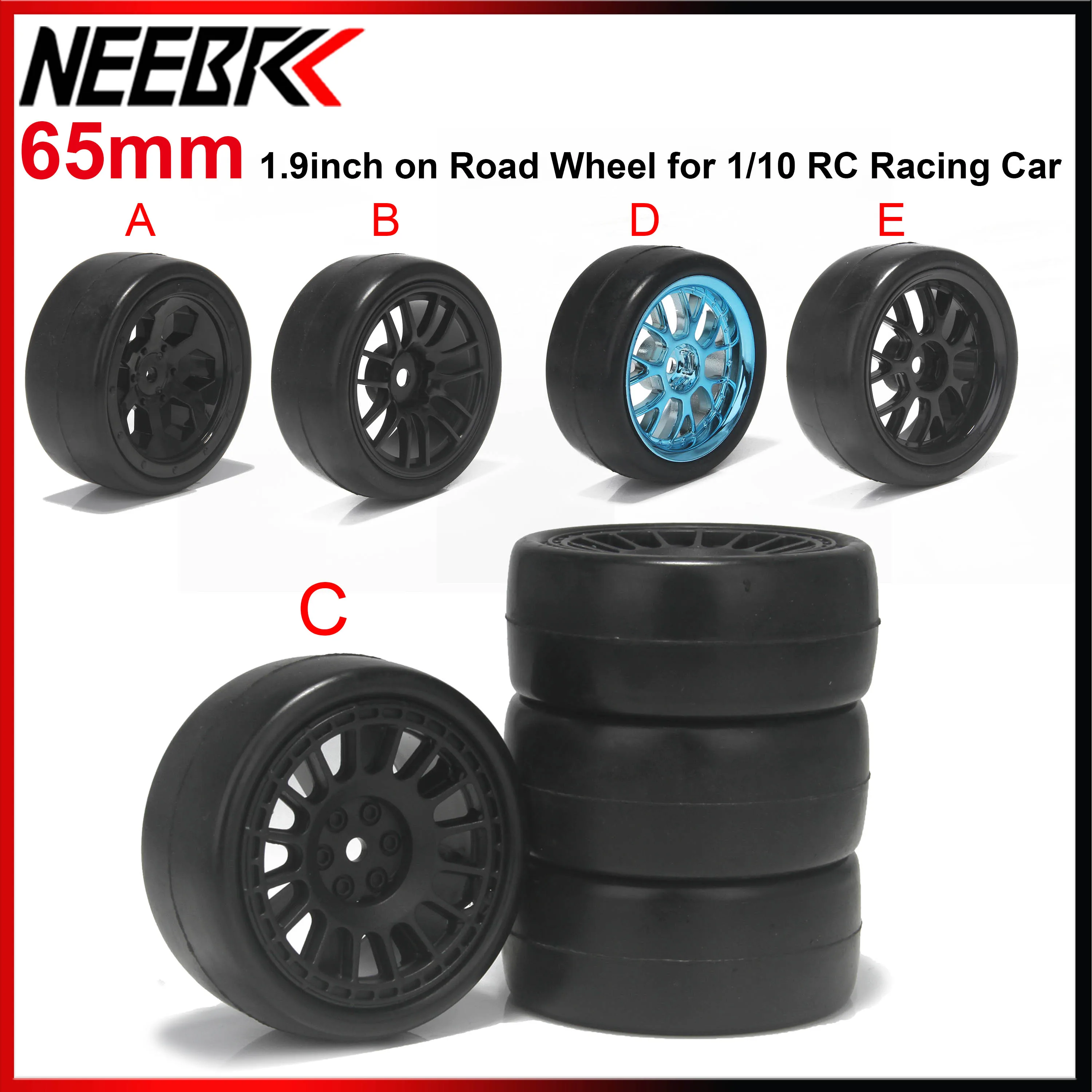 

1.9inch 65mm on Road Racing Tire Wheel Rubber Tyre 12mm Hubs for 1/10 RC Drift Car HPI Tamiya 94123 94103 D4 D3 HPI Sprint 2 RS4