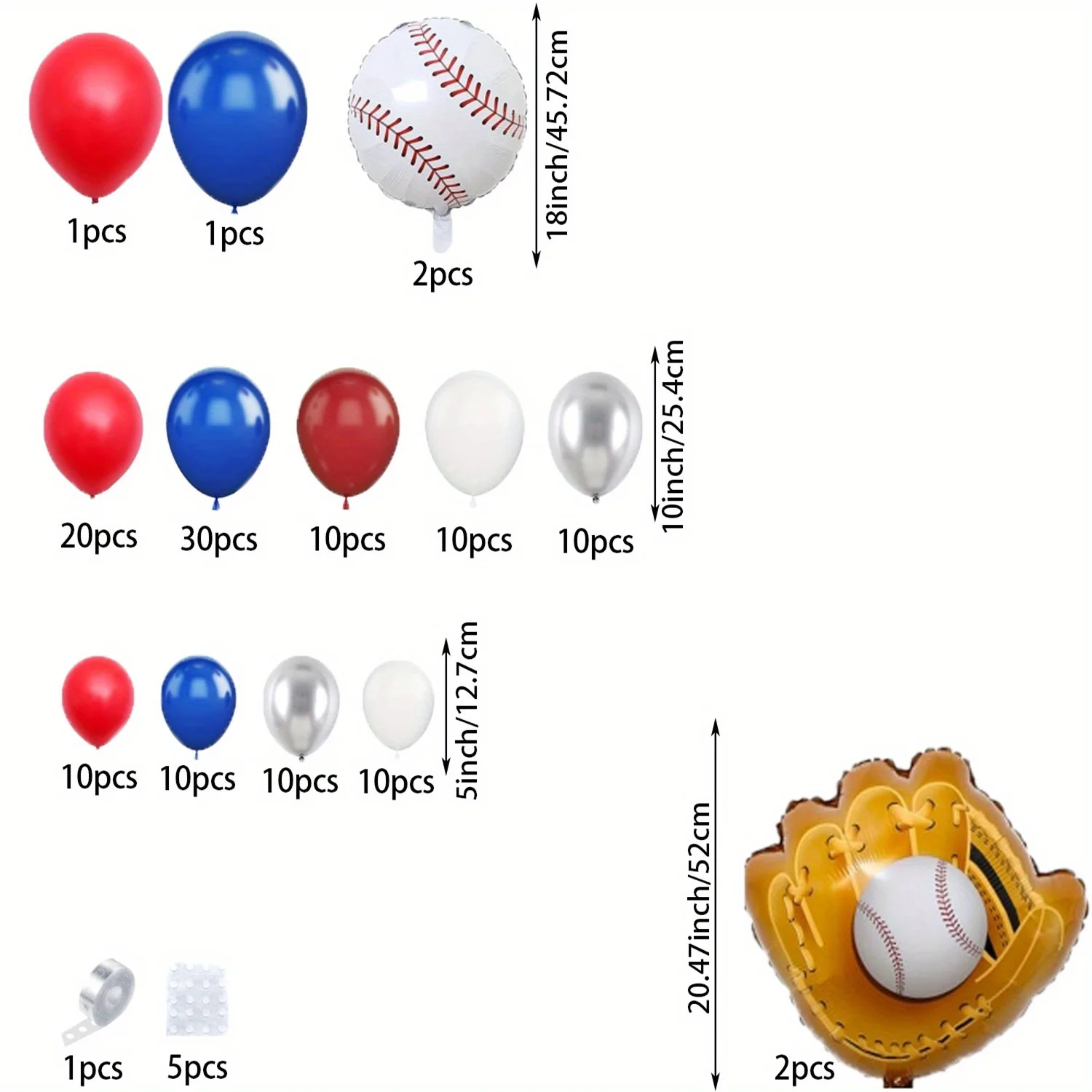132PCS Baseball-themed Balloon Garland Arch Kit Birthday Baseball Player Party Champion Anniversary Party Decorations
