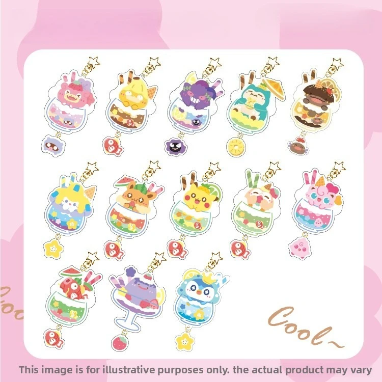 Anime Cartoon Magikarp Snorlax Gengar Ditto Slowpoke Eevee Jirachi Rowlet Jigglypuff Piplup Acrylic Car KeyChain Bag Pendant