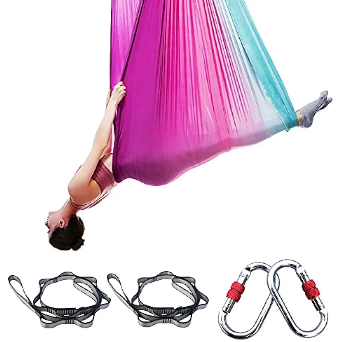 Aerial Yoga Hammock 5M x 2.8M Gradient Purple Nylon Swing for Anti-Gravity Fitness Dance Acrobatics Pilates Suspension Training