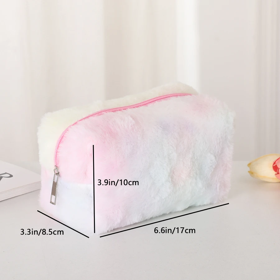 Cute Plush Makeup Bag; Multi-purpose Fluffy Makeup Storage Bag; Large Capacity Stationery Pencil Case; Girls' Travel Clutch Bag