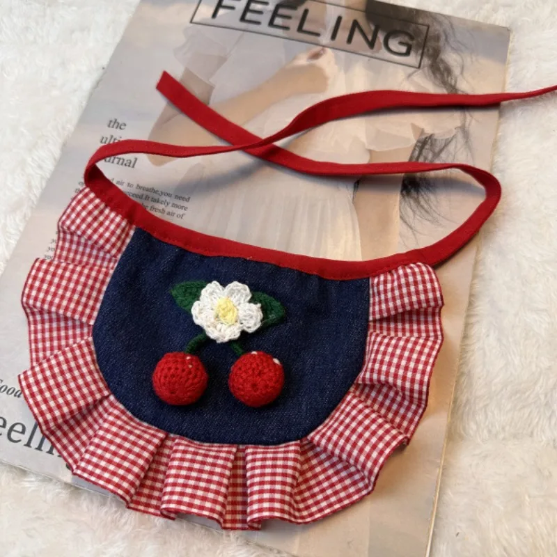 Ins Cute Dog Party Denim Bow Scarf Bib Cat Pet Dog Saliva Pocket Mouth Towel Puppy Bow Tes For Pet Dogs Accessories Stuff