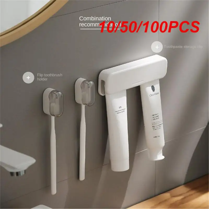 10/50/100PCS Toothbrush Holder Wall-mounted Innovative Bathroom Storage Dustproof Toothbrush Holder Dust-free Feature