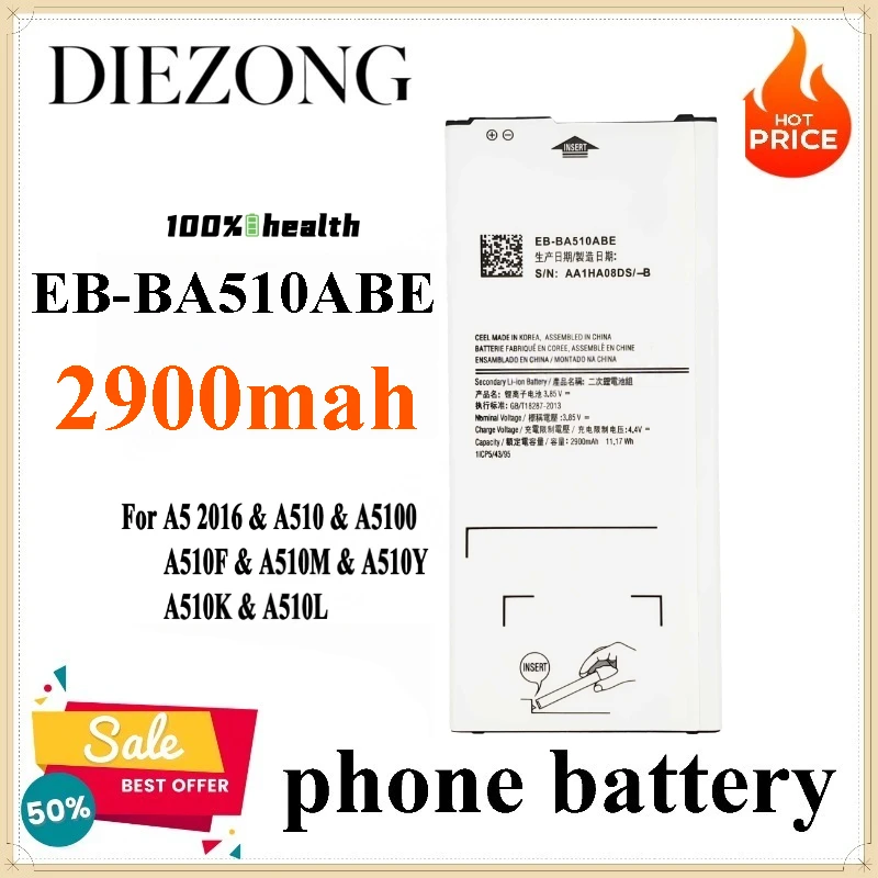 Brand New EB-BA510ABE 2900mah Battery for Samsung Galaxy 2016 Version A5 A510 A5100 Mobile Phone Battery