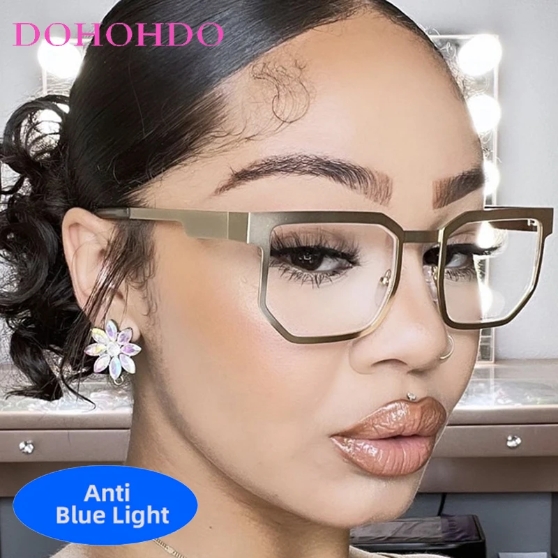 

Fashion Trendy Steampunk Square Anti Blue Light Glasses Luxury Brand Designer Eyeglasses Men Women For Office Work Lentes Очк