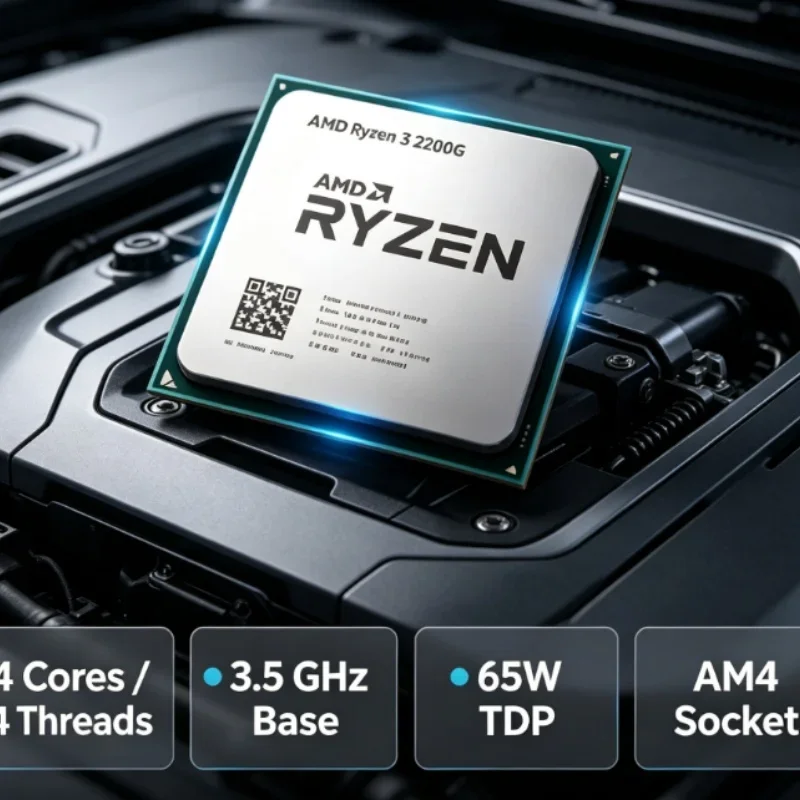 

AMD Ryzen 3 2200G Entry Home Gaming APU Radeon Vega 8 Graphics 4 Core 4 Thread 3.5GHz AM4 65W Desktop Processor
