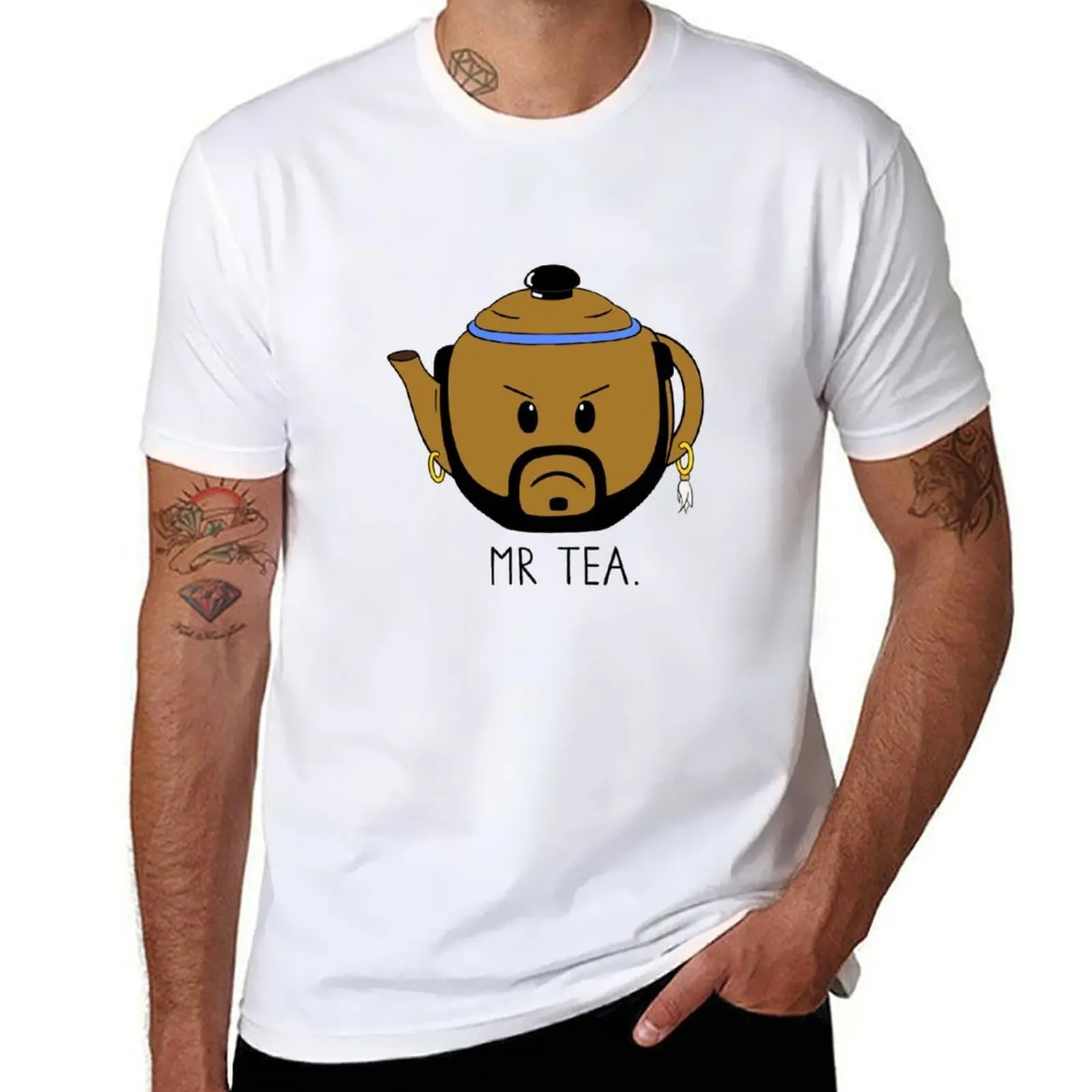 เสื้อยืด Mr Tea เสื้อยืดผู้ชาย เสื้อยืดผ้าฝ้ายลายอนิเมะ เสื้อยืดโอเวอร์ไซส์