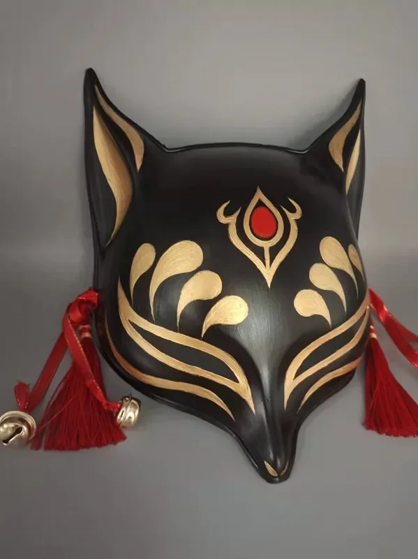 Estilo japonês meia face pintada à mão máscara de raposa homens e mulheres masquerade festival de halloween cosplay prop alta qualidade