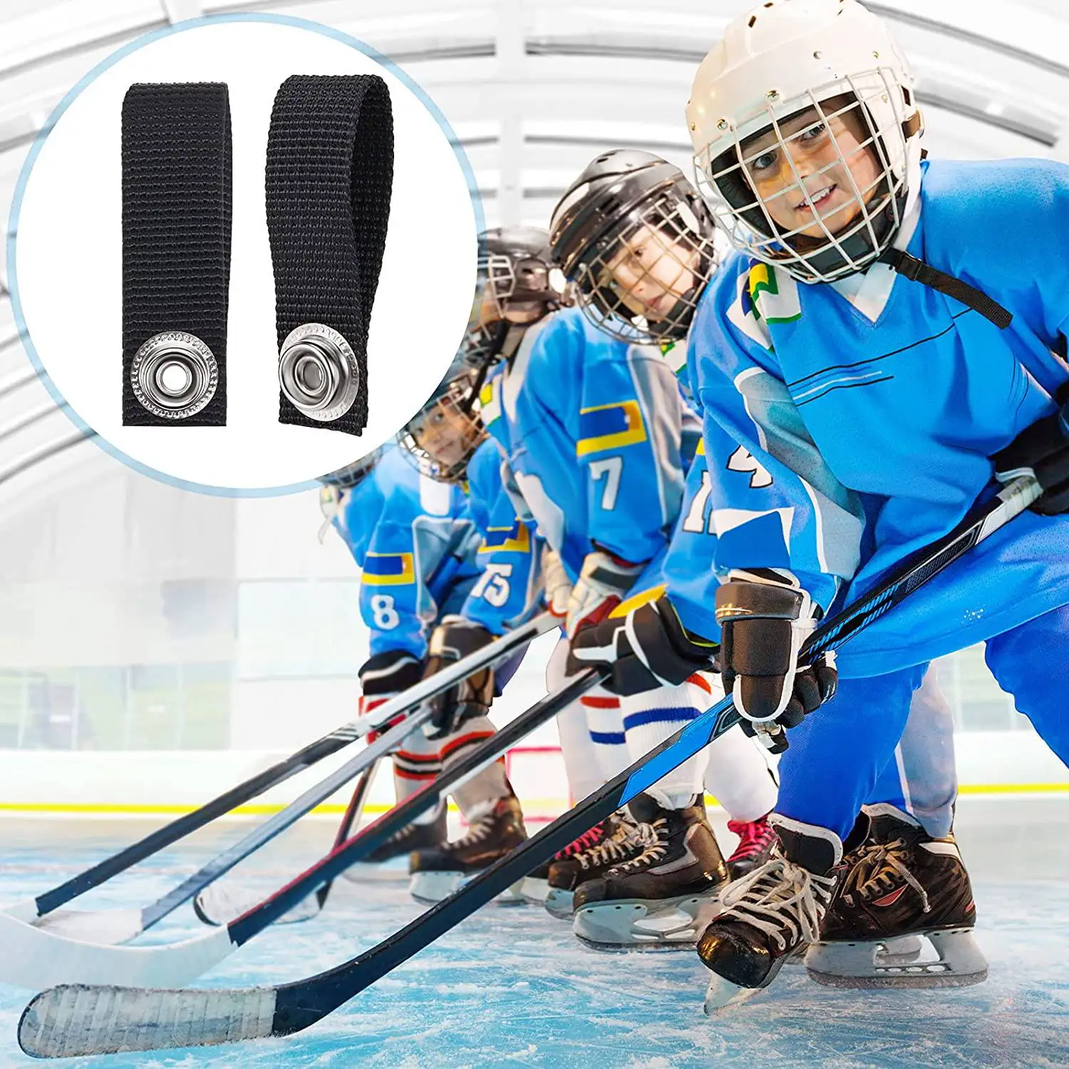 シングルスナップ付きホッケーヘルメットチンストラップ、取り外し可能なヘルメットループ、ヘルメットアクセサリー
