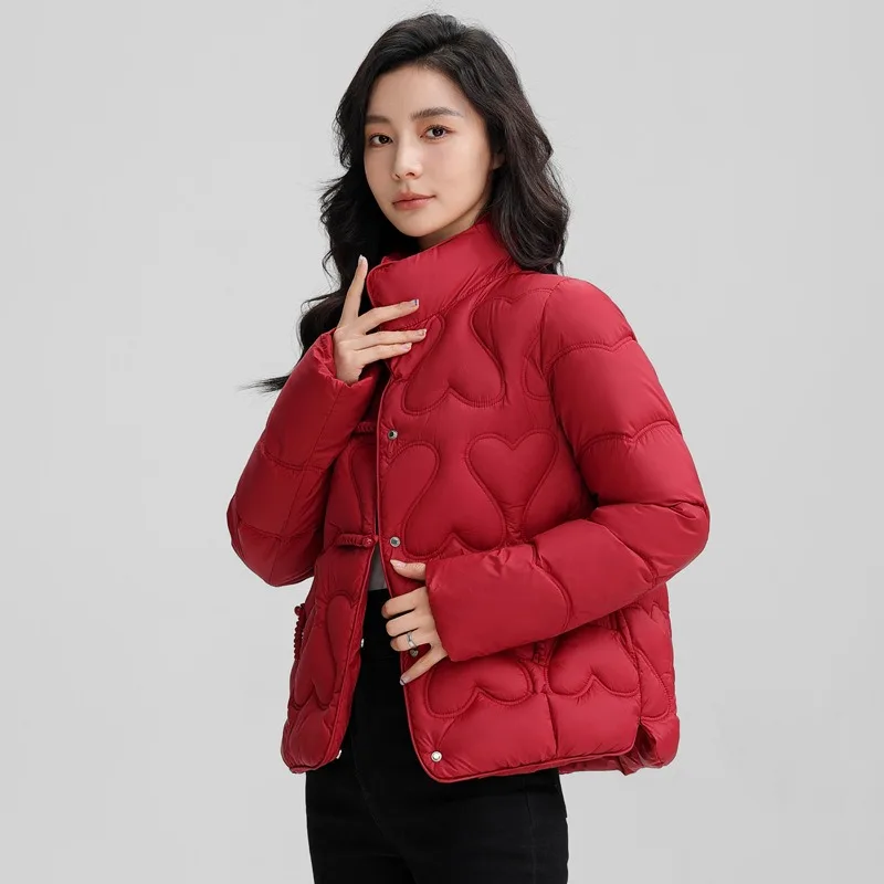 2024 Winter New Women's Padded Down Jacket - Plush Cozy Stand-Up Collar Short Cotton Coat with Loose Fit