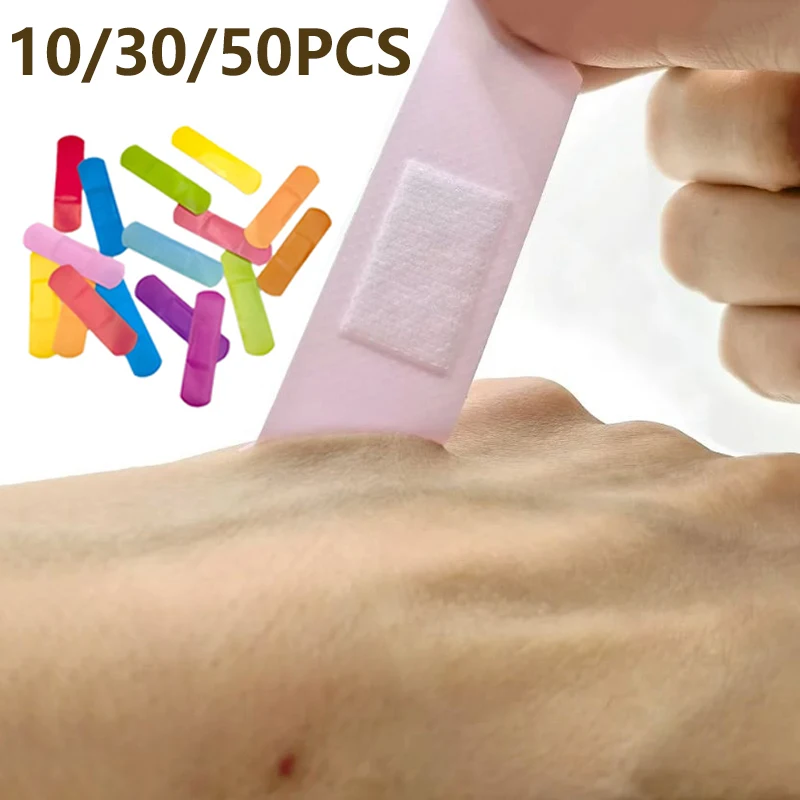 10/30/50pcs Random Candy Colored Cartoon Waterproof Wound Dressing Wound Hemostasis Foot OK Bandage Cute Bandaids Emergency