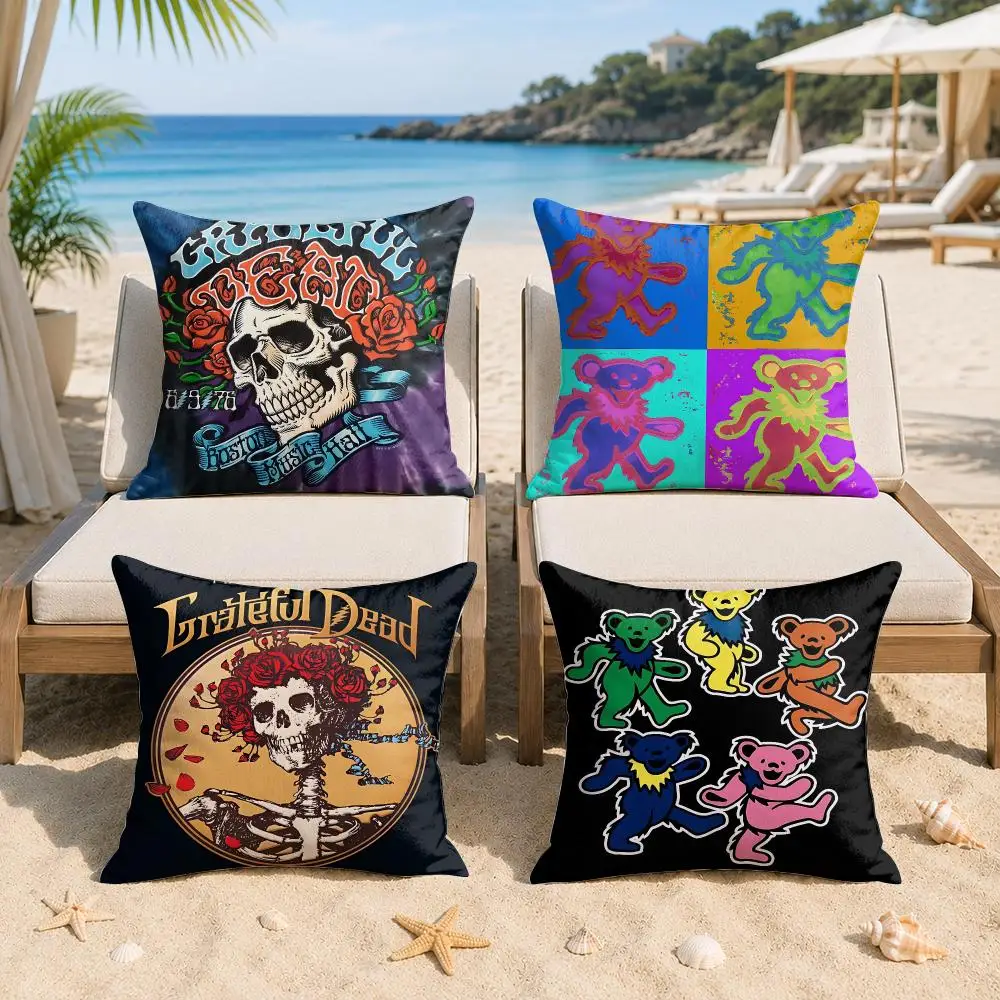 Grateful D-Dead COOL Cushion Cover Silky Short Plush Invisible Zipper Dustproof Sofa Pillow Case For Home Decor
