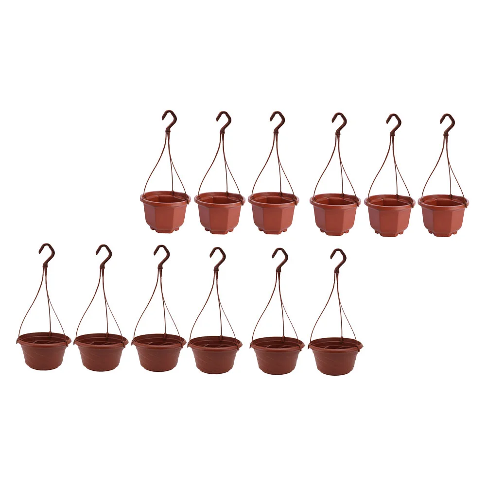 12 Pcs Octagonal Plastic Flower Pot Hanging Planter Ceiling Plants Garden Supplies Orchid Accessories