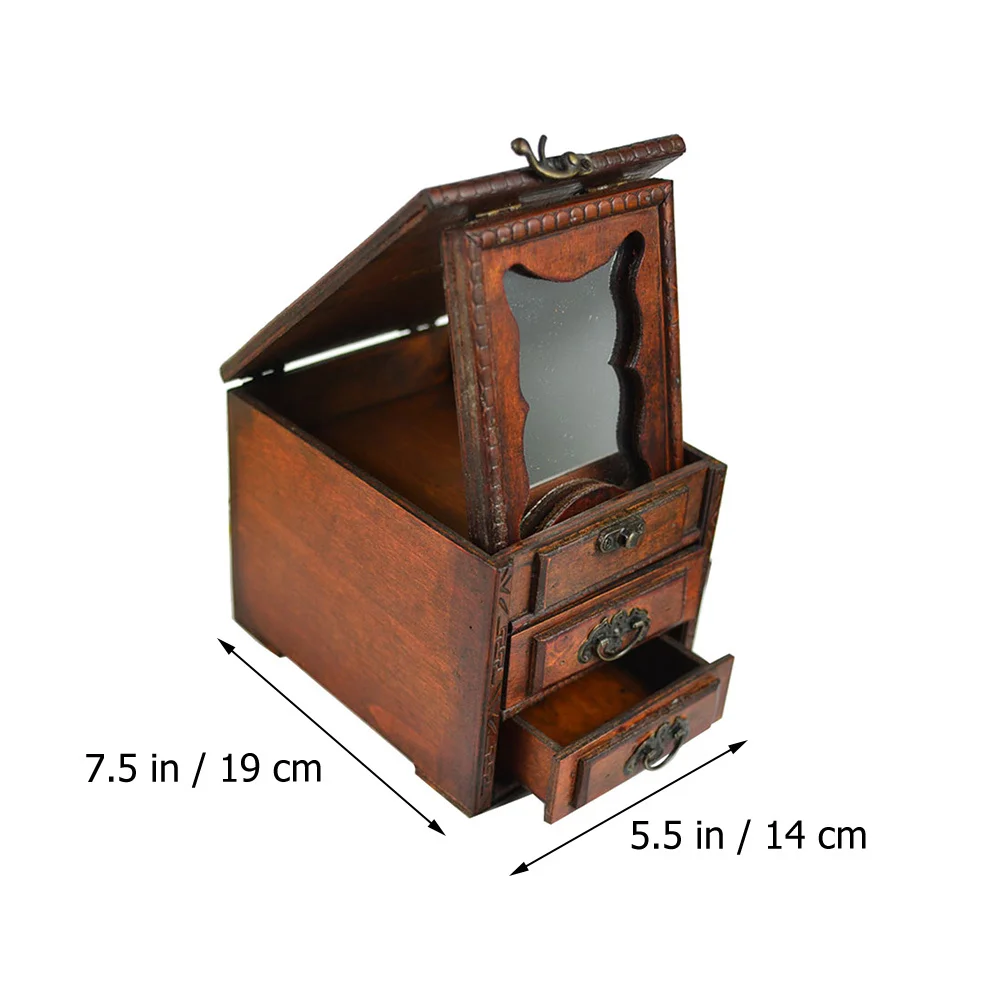 Wooden Jewelry Box Chinese Style Mirror Elegant Organizer for Ring Necklace Earrings Bracelets Storage Jewelry Box