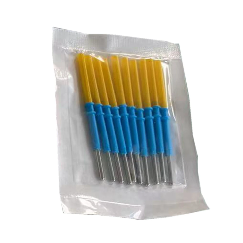 10pcs ESU cautery pencil  Electrocoagulator Electrosurgical C/needle electrode 70mm*2.36mm,Curved 45°needle Surgical