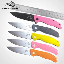 FREETIGER Folding Knife 420 Blade Nylon Fiber Handle Hunting Survival Green Pink Pocket Knife Women's EDC Tool FT801