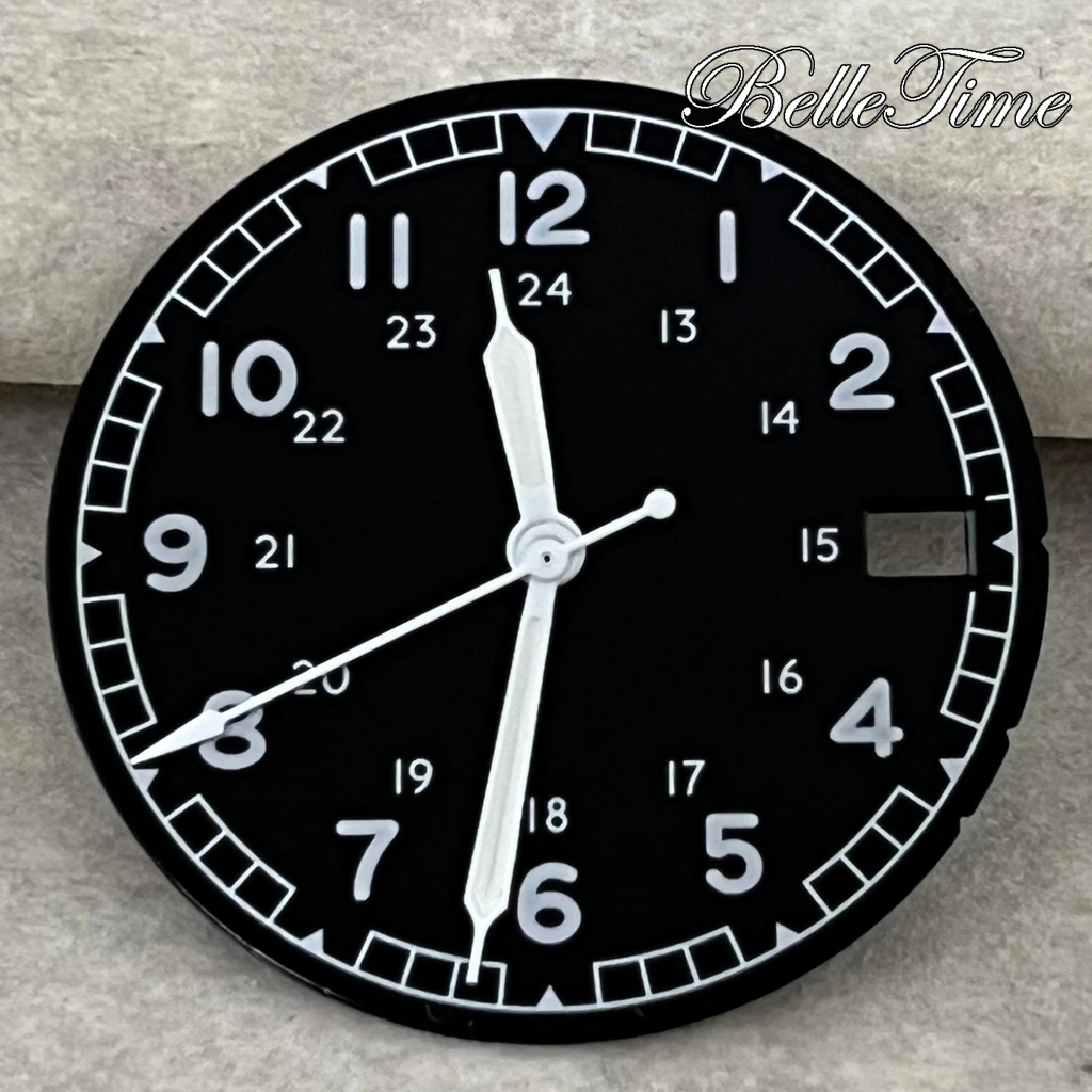 28.5mm 24H Arabic Numerals Pilot Watch Dial With Hands for NH35 NH36 NH38 NH70 NH71 NH72 4R35 4R36 Automatic Movement