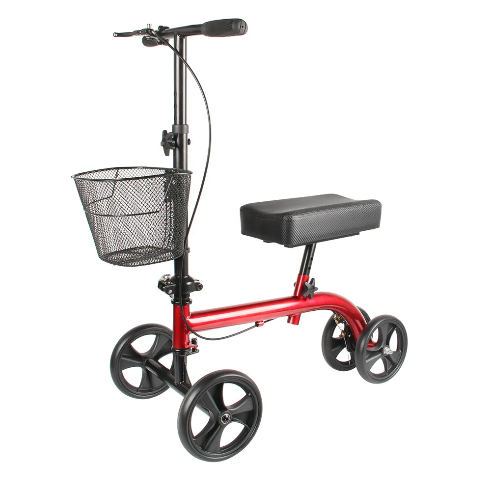 Steel Knee Foldable Walker Scooter Front Wheel Knee Walker With Seat