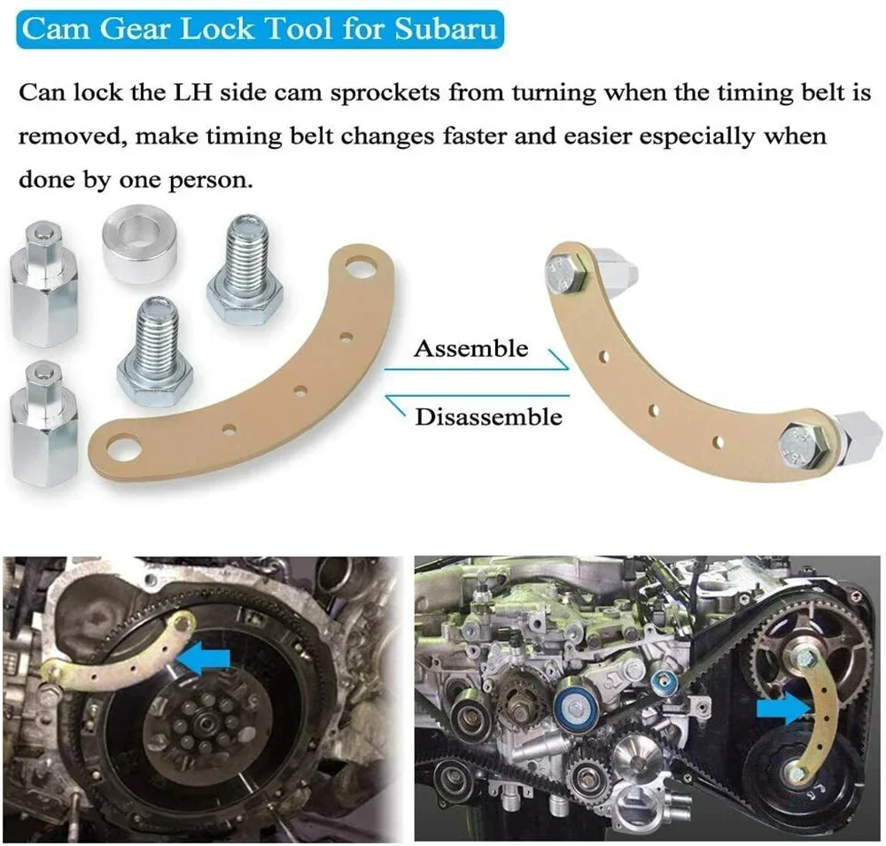 Crank Pulley Wrench Holder Tool Screws & Engine Cam Gear Lock Tool Kit & Intake/Exhaust Cam Sprocket Wrench Tool for Subaru STD