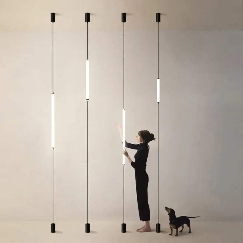 Hanging floor lamp Italy Design Black Long linear pendant light Bedroom Bedside Lamps Modern Hotel Living Room corner floor lamp