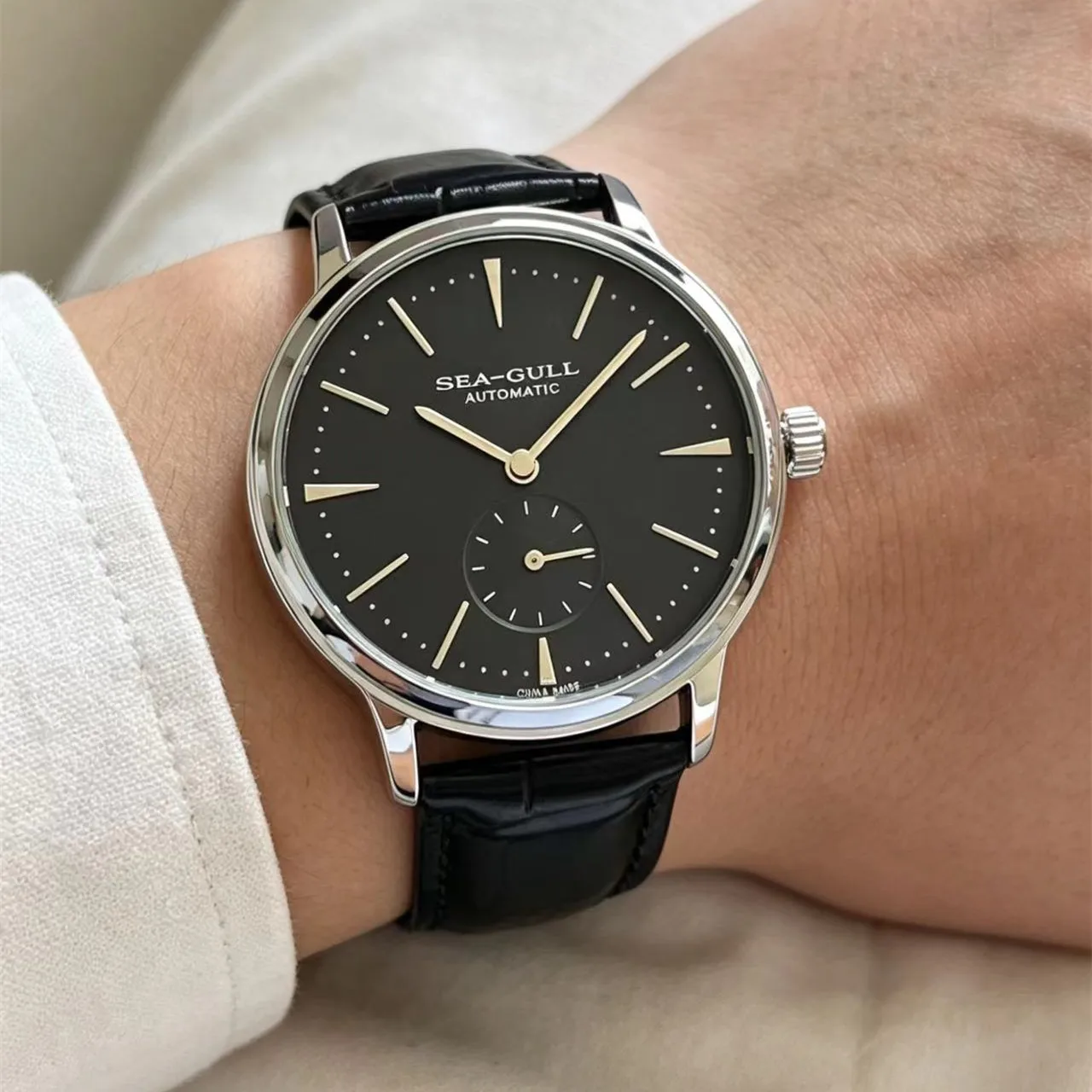 

Men's Watch for Seagull ST3600 Manual Movement, Retro Enamel Sterile Dial Business Micro Rotor Mechanical Watch Reloj Hombre