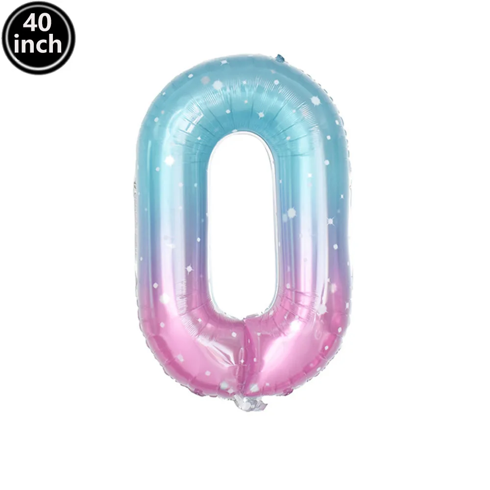 40 Zoll blau rosa Zahl Ballon Folienballon Farbverlauf Regenbogen 4. Geburtstag Hochzeit Babyparty Bachelorette Party Dekor Zubehör – Detail 2