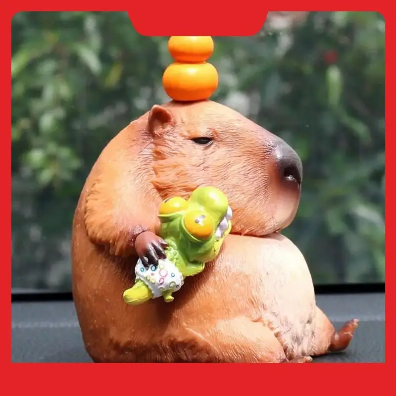 

A32HOT-Cute Animal Statues Capybara Decoration PVC Hand Painted Model Toy Craft Statue Ornament For Kids Car Dashboard Decor