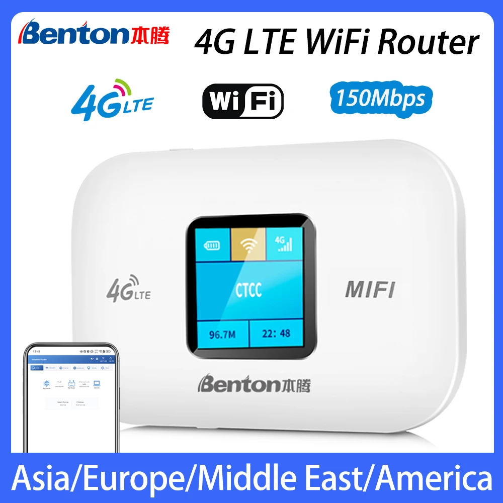 Benton 3g 4g Router 150Mbps Portable Wireless WiFi USB Battery Mobile WiFi Repeater 2.4GHz Pocket Internet Modem for Asia Europe