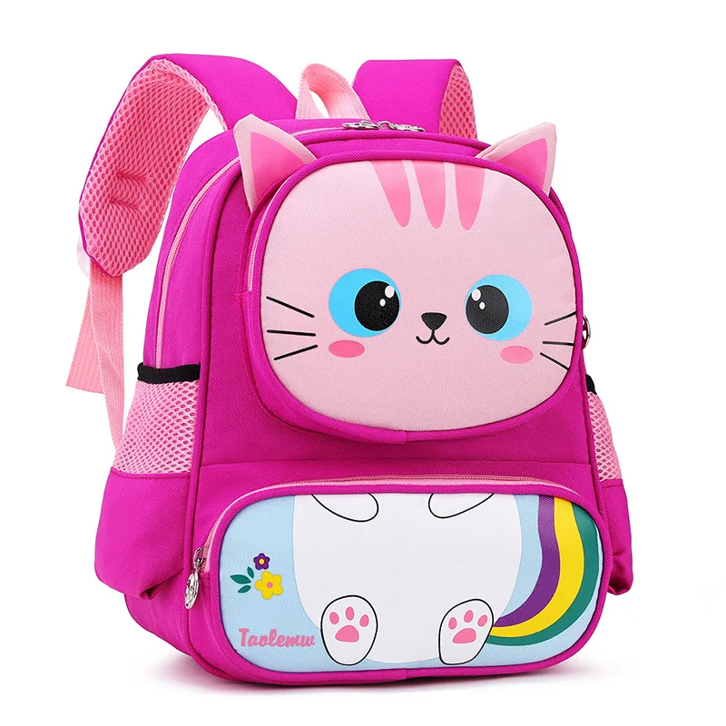 Fashion Children\'s School Backpack Kids Cartoon Waterpoof Boys Girls Bag Bookbag Kindergarten School Bags Tiger And Cat Mochila