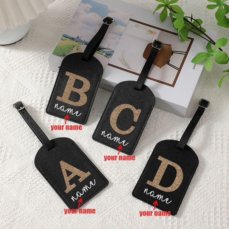 Simple A-Z Initial Customized Name Luggage Tag Creative Travel Durable Id Identification Card Holder Luggage Boarding Tags Gifts