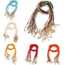 10Pcs/Lot 1.5mm Leather Cord Necklace with KC Gold Color Clasp Adjustable Braided Rope for DIY Necklace Bracelet Jewelry Making