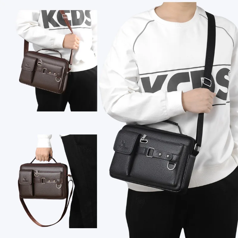 Men's PU Leather Business Crossbody Bag – Stylish Commuter Shoulder Bag
