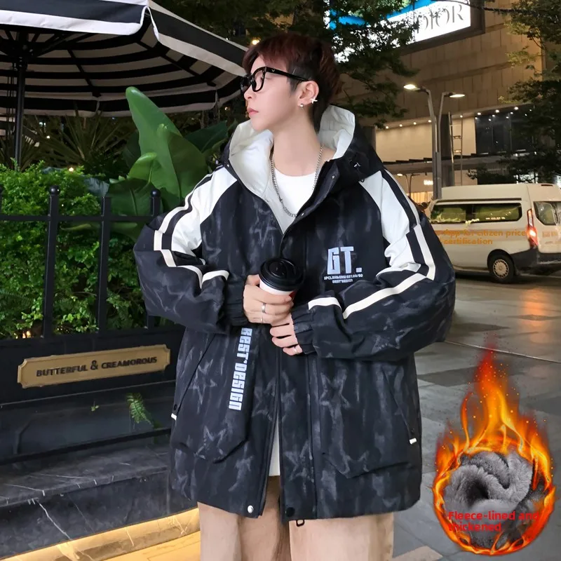 

Thiened Fce Autumn Winter Men's Jaet Zipper Long Sve Anti Wind Warm Casual Sle Outdoor Faion Polyester Nylon Co...