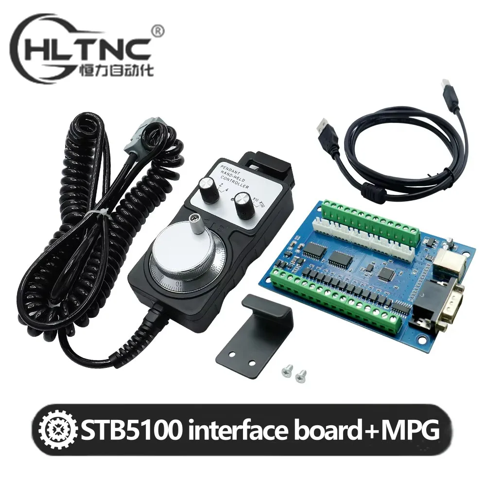 

HLTNC 5 Axis USB MACH3 STB5100 Motion Controller Card With 4 Axis Remote MPG Pendant Handwheel For CNC Engraving Milling Machine
