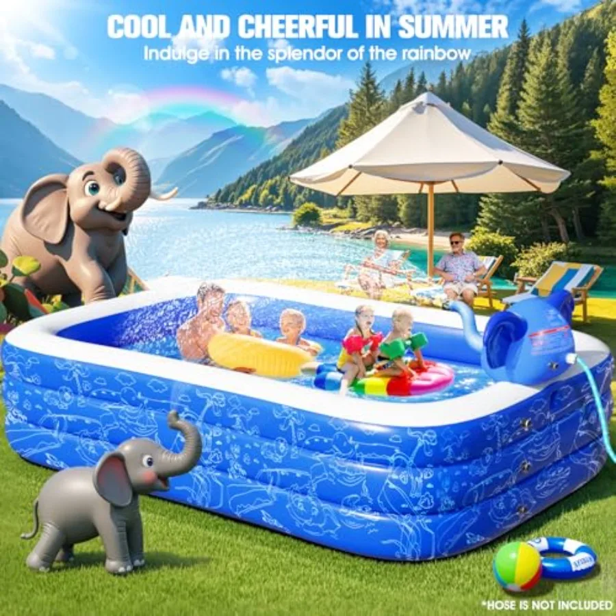 Inflatable Pools with SprinklerUpgraded Elephant Inflatable Swimming Pool Pools for Backyard Large Inflatable Pool for Adults B
