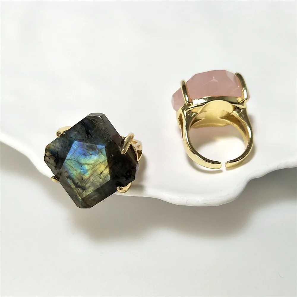 1Pcs Claw Setting Natural Semi Precious Stone Ring High Quality Adjustable Rings Suitable For Valentine's Day Gifts RG095 view 4